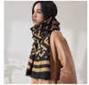 Scarves Hat gloves suit scarf winter warm 300g thick double-sided printed cashmere high-quality shawl