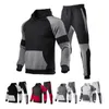 Heren tracksuits mannen tracksuit contrast kleur ademende oefening big patch patch pocket veer juridische hap hoodie broek suit voor sportschool