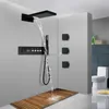 Wall Entry Type Rain Waterfall Shower Head Bathroom Brass Valve Mixer Shower Faucet With LED Digital Display Thermostat Set