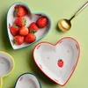 Bowls Strawberry Love Bowl Creative Heart-shaped Cute Fruit Salad Dessert Single Home Ceramic Baking Breakfast Tableware