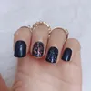 False Nails 24pcs Fashion Candy Color Crystal Diamond Funte Short Black Press On