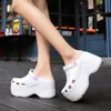 Slippers Hot Pink High Heels Sandals Women Clogs Summer 10cm Increase Platform Sandals Non-slip Woman Wedge Sandals Fashion Garden Shoes T221209