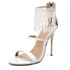 Новый бренд Thin Designer Sandals Niche High Women's Heels White Tassel Ladies Elegant Summer Party Woman The Thane T221209 714