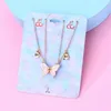 Chains 2pcs BFF Pink Blue Butterfly Pendant Gold Clavicle Chain Banquet Party Necklace For Women Charming Jewelry