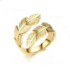 Stainless Steel Angel Wing Feather Ring Band Adjustable Wrap Hip Hop Rings for Women Men Fashion Fine Jewelry Will and Sandy