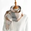 Halsdukar hatt handske set halsduk 100% kashmir kvinnors klassiska ljus rutig smal kort mjuk mode casual tunt varm vinter sjal lyx