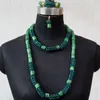 Necklace Earrings Set Dubai Women Green Nature Coral With Crystal Beaded Balls Bracelet 2022 Party