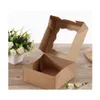 Gift Wrap Vintage Transparent Window Kraft Paper Baking Box Grain Candy Packaging Handmade Cake West Point Muffin Boxs Part Ing Drop Dhaup