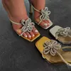 Kvinnor 2022 Sandaler Square Crystal Buckle Toe Summer Strap Transparenta kvinnliga pumpar Eleganta damer High Heels Fashion Footwear T230103 331