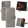 Wallet telefoonhoesjes voor Samsung Galaxy Z vouw 4 3 Big Butterfly Embossing TPU PU Leer Flip Stand Cover Case met kaartslots