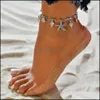 Anklets Bohemian Starfish Turtle Pendant For Women Sier Shell Anklet Armband Foot Smycken Fashion Accessories DHS Drop Delivery Dhdbi