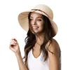 Wide Brim Hats Outdoor Beach Womens Sun Hat With Wind Lanyard Summer Straw For Women Casual Bowknot Belt Bucket Caps 2022