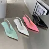 Сандалии 2022 Новый бренд женщин назад СТРП Сандалии розовые тонкие низкие каблуки.