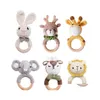 SOATERS DTCHERS 1PC Baby Teether Music Rattles For Kids Animal Crochet Rattle Elephant Giraffe Ring Babies Babies Gym Montessori Dhrlm
