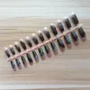 False Nails 24pcs Short Long Butterfly Matte Leopard French Ballerina Full Cover Press On Fake Glossy Coffin Nail Tips