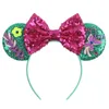 Accesorios para el cabello 2022 diadema con orejas de ratón brillante Navidad 5 "diadema con lazo niños niñas mujeres lentejuelas fiesta Festival Mujer