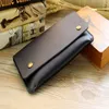 New women&mens long style Genuine cow leather designer wallets restoring ancient thin mobile phone clasp card bags popular clutch 344I