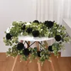 Guirlanda de flores decorativas de eucalipto com rosa branca artificial floral videiras para decoração de portas de mesa de casamento decoração interna ao ar livre pano de fundo decoração da parede