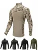 Men039s Camouflage Taktisches T-Shirt mit Reißverschlusstasche, langärmelig, Baumwolle, atmungsaktiv, G3-Kampffrosch-Shirt, Herren-Trainingshemden, T-Shirt P1754740