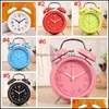 Desk Table Clocks Mini Retro Alarm Clock Electronic Round Number Double Bell Digital Quartz Home Decoration Portable Cute Homefavor Dhmpa