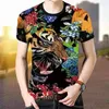 Men's T Shirts 2022 Tiger Pattern Men's Casual Short-sleeved T-shirt Trend 3D Bee Print Top Loose Large Size Youth Clothes