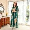 Этническая одежда на Ближнем Востоке Abaya Sparkle Sequins Вышивая вышивка Dubai Jalabiya с длинными рукавами скромные хиджаб кафтановый арабский мусульманские платья индейки