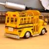 Eisen Metall Retro Vintage Schulbus Modellautos Handgefertigte Verzierung Kinderspielzeug Gelbes Auto Student Stiftbehälter Schreibetui Pinseltopf für Weihnachten Kindergeburtstagsgeschenk 2-1