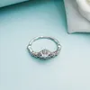 حكاية خرافية Tiara Wisbone Ring لـ Pandora المجوهرات الأصيلة الزفاف للنساء للنساء CZ Diamond Girlfriend Rings مع مجموعة مربع أصلية