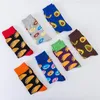 Chaussettes pour hommes 2022 coloré hommes coton peigné beignet alimentaire série motif décontracté équipage heureux robe de soirée fou Chaussettes