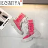 Sandals Korean Version of The Full Transparent Boots Crystal Bottom Lace Casual Shoes Platform Shoes Students Fashion Rain Boots T221209