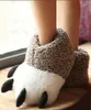 Tofflor Cartoon Bear Claw Warmsoft och fluffig med fötter hem inomhus icke-halk plysch kawaii roligt