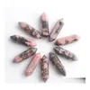 Loose Gemstones Rhodonite 30X8Mm Hexagonal Pillar Chakra No Hole Beads For Women Men Fashion Jewelry Making Du3313 Drop Delivery Dhfhu