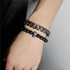 Strang Mode Männer Schädel Armband Kette Armbänder 2 teile/satz Legierung Naturstein Perlen Schmuck Freunde Pulseiras Liebe Brazaletes Geschenk