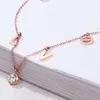 Cavigliere YUN RUO Marchio di moda Cavigliera con zirconi in oro rosa Design con lettere d'amore per donna Regalo per ragazza Gioielli in acciaio inossidabile 316 L Alta qualità