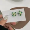 Dos Boucles D'oreilles 2022 Élégant Luxueux Fleur Clip Sur Non Percé Pour Les Femmes Vert Cristal Pétale Boucle D'oreille Bijoux Cadeaux