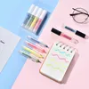 4PCS Mini Lipstick Highlighter Pens Set draagbare fluorescerende kleur marker Spot Liner Office School A6356