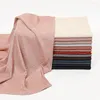 Ropa étnica Sólido Algodón Jersey Hijabs Bufanda Mujer Plain Plisado Mantón Jacquard Bufandas acanaladas Mujeres musulmanas Hijab Islam Turban Wrap