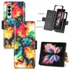 Gitter Rainbow Pu Leather Magnetic Wallet Cases Card slot Kickstand RFID Blocking Protetive för Samsung Galaxy Z Fold 4 3 5G Fold3 Fold4