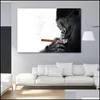 Paintings Monkey Smoking Posters Black And White Wall Painting For Living Room Home Decor Animal Canvas Pictures No Frame D Homefavor Dh7V4