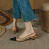 Женщины Summer Slingback Новые сандалии указали на ногу на среднем каблуке тапочки элегантная уютная винтажная девочка Офисная банкет T230208 02C07