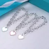 Argent sterling en forme de coeur couple chaîne designer forme originale mode luxe classique bracelet collier ensemble bijoux femme cadeau avec boîte