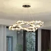 Lampy wiszące nowoczesne luksusowe kryształowy żyrandol LED salon sypialnia kuchenna wyspa Chrome Luster Lampa lampa jadalnia okrągłe oświetlenie