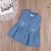 Girl-jurken 2022 Geboren Toddler Girls Mooie informele mouwloze blauwe denim knie-lengte prinses jurk Outfit Zomer feestkleding 0-24m