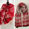 Scarves Hat gloves suit scarf winter warm 300g thick double-sided printed cashmere high-quality shawl