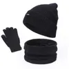 Lenços de lenços de cachecol no inverno malha quente gorro glov masculina chapéu elástico e luvas