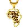 Anhänger Halsketten Geschenk Afrikanischer Kontinent Kette Männer/Frauen Afrika Karte Schmuck 316L Edelstahl/vergoldet Gravierbar CP454