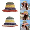 Breda randen hattar kvinnor flickor damer halm sun visor hatt femme skugga vikbar kupol hink panama sunhats för sommar vandring rese party