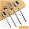 Besteck-Sets 4 teile/satz Schwarz Geschirr Messer Gabel Löffel Besteck Set 18/10 Edelstahl Abendessen Geschirr Bar Party Sierware Drop Dhvfe