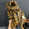 Scarves Hat Glove Set Scarf New Women's Sling Winter Fashion Knit Ladi Cashmere Shawl Luxury Plaid Snood Autumn Men