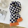 Scarves Hat Glove Set Scarf Children's Autumn Korean Fashion Baby Bib Soft Wool Knitted Winter Chessboard Women Warm Girls Boys